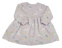 Lila teplákové šaty s jednorožci a duhami F&F