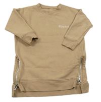 Béžové teplákové šaty s nápisem 