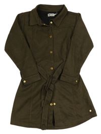 Hnědé semišové propínací šaty s páskem 