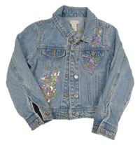 Modrá riflová bunda s kytičkami z flitrů Monsoon