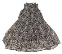 Šedé šifonové šaty s leopardím vzorem 