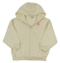 Smetanová propínací oversize mikina s výšivkou a kapucí TU