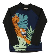 Tmavomodro-černé UV triko s tygrem Kuniboo