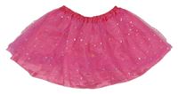 Tmavorůžová tylová sukně s hvězdičkami