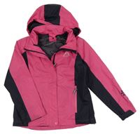 Tmavorůžovo-černá jarní funkční šusťáková bunda s kapucí Crivit