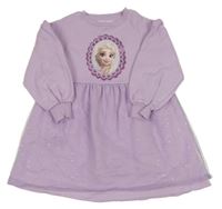 Fialové teplákovo/tylové šaty s Frozen H&M
