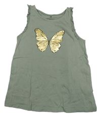 Khaki top s motýlkem H&M