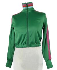 Dámská zelená crop propínací mkina s proužky a rolákem Pimkie