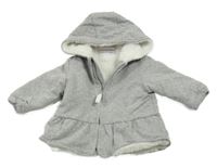 Šedá puntíkatá zateplená propínací mikina s kapucí Topomini