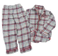 Šedo-červeno-modré kostkované flanelové pyžamo M&S