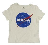 Bílé crop tričko s potiskem NASA H&M