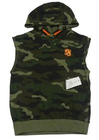 Khaki army tepláková vesta s kapucí F&F