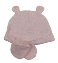 2Set - Světlerůžová čepice s oušky + rukavice