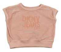 Světlerůžová sametová crop vesta s logem DKNY