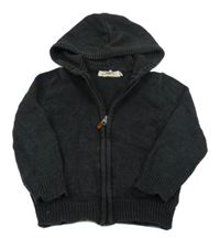 Černý melírovaný propínací svetr s kapucí H&M