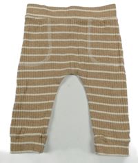 Hnědo-bílé pruhované žebrované tepláky George