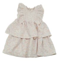 Světlerůžovo-bílé květované šaty s volánky 