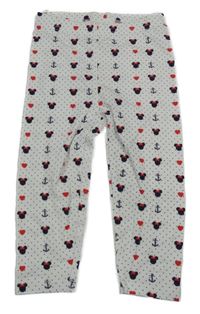 Bílé puntíkaté legíny s Minnie a kotvami Disney