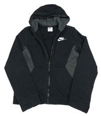 Černo-šedá propínací mikina s kapucí Nike