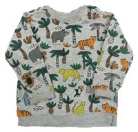 Šedá mikina s palmami a zvířaty H&M
