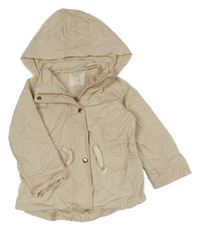 Béžová plátěná parka s kapucí Zara