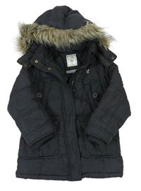 Antracitová šusťáková zimní bunda s kapucí H&M