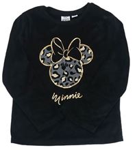 Černé plyšové pyžamové triko s Minnie zn. Disney
