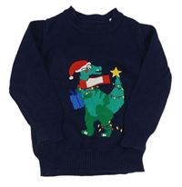 Tmavomodrý svetr s dinosaurem Miniclub