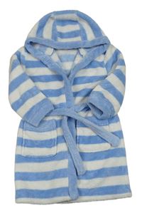 Modro-bílý pruhovaný chlupatý župan s kapucí Mothercare