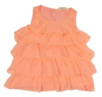 Neonově růžová šifonová volánková tunika H&M