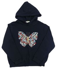Tmavomodrá mikina s motýlem a kapucí H&M