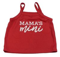 Červený žebrovaný crop top s nápisem 