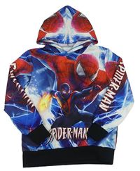 Modro-bílo-červená mikina se Spider-manem a kapucí 