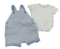 2set - Modro-bílé kostkované laclové kraťasy + bílé body Next