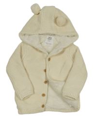 Béžový propínací zateplený svetr s kapucí F&F