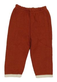 Rezavo-bílé pletené kalhoty 