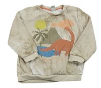 Béžová vzorovaná mikina s dinosaury Tu