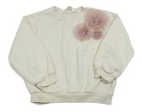 Smetanová mikina s květy H&M