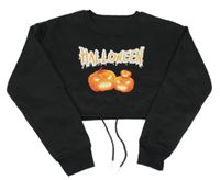 Černá crop mikina s dýněmi Shein