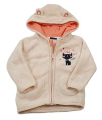 Broskvová chlupatá propínací mikina s kapucí Lupilu