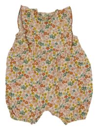 Smetanový kraťasový overal s kytičkami Ergee