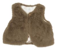 Hnědá kožešinová podšitá vesta C&A