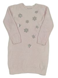 Světlerůžové žinylkové šaty s vločkami z flitrů Primark