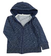 Tmavomodrá melírovaná propínací mikina s kapucí H&M