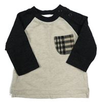 Béžovo-černé triko s kapsou Nutmeg