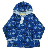 Nové - Tmaovomodrá fleecová mikina s autem a kapucí Tots