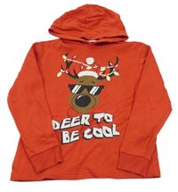 Červená mikina se sobem a kapucí H&M