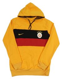 Žluto-červeno-černá fotbalová mikina s kapucí a logem Nike