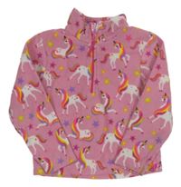 Světlerůžová fleecová funkční mikina s jednorožci Mountain Warehouse