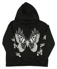 Černá mikina s motýlky a kapucí 
